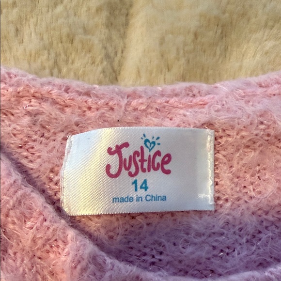 Justice Pink Textured Sweater with Shoulder Embellishments - Picture 3 of 4